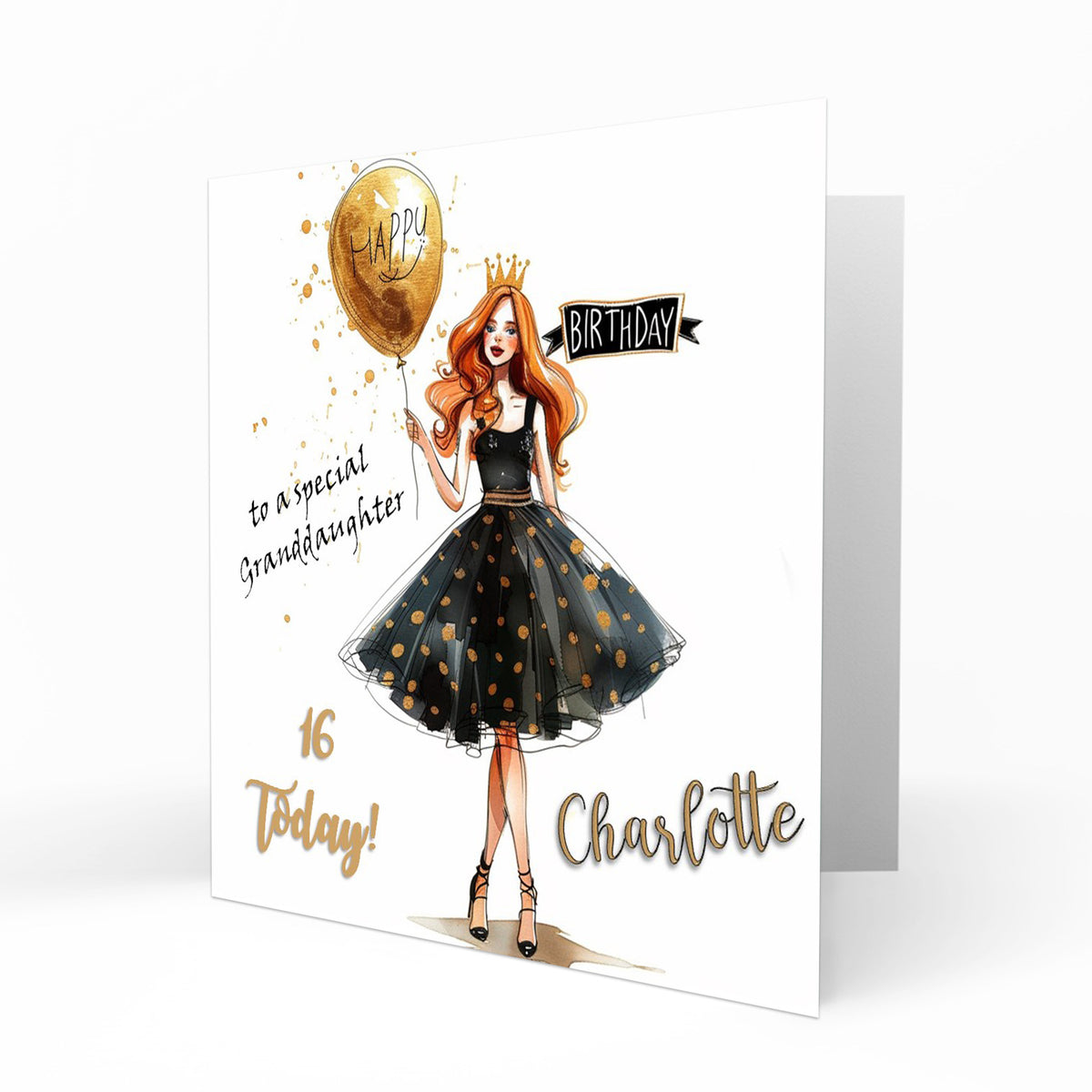 Personalised Birthday Card - Party Dress and Birthday Balloon