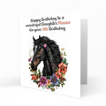 Personalised Birthday Card - Horse Portrait with Flowers