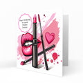 Personalised Birthday Card - Pink Lipstick and Makeup