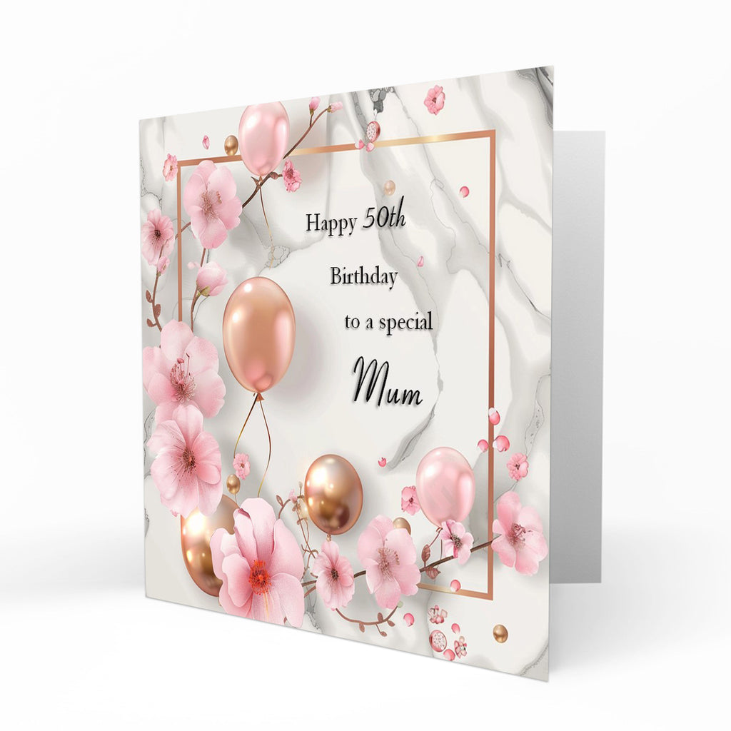 Personalised Birthday Card - Birthday Balloons and Flowers