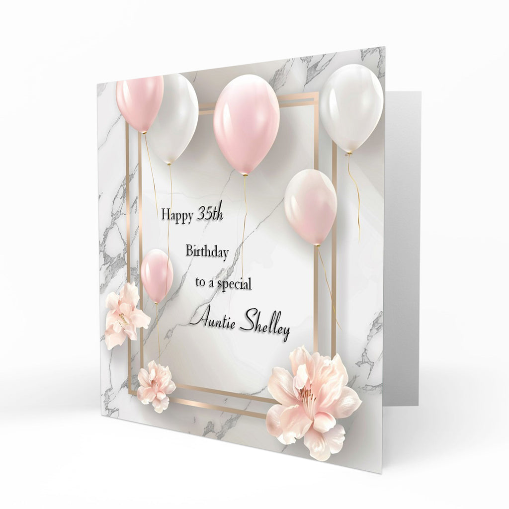 Personalised Birthday Card - Birthday Balloons and Flowers