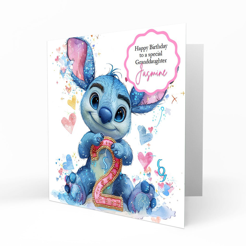 Personalised 2nd Birthday Card - Blue Cartoon Creature with Birthday Number
