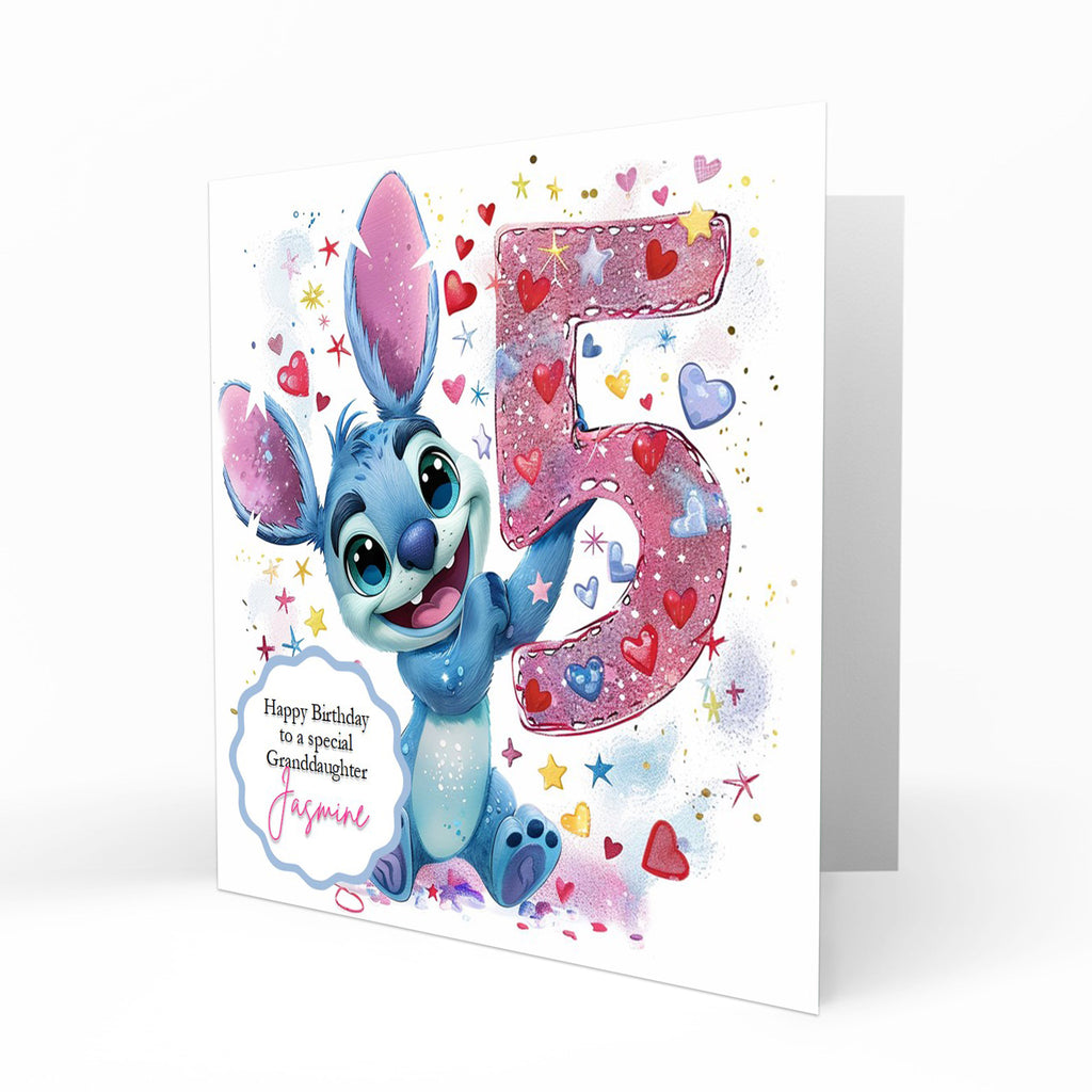 Personalised 5th Birthday Card - Blue Cartoon Creature