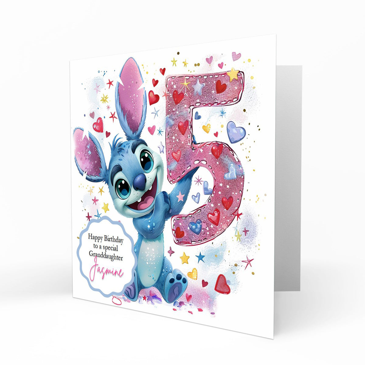 Personalised 5th Birthday Card - Blue Cartoon Creature