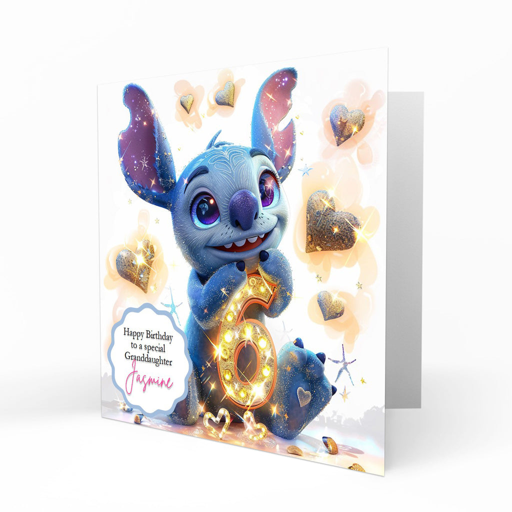 Personalised 6th Birthday Card - Blue Cartoon Creature