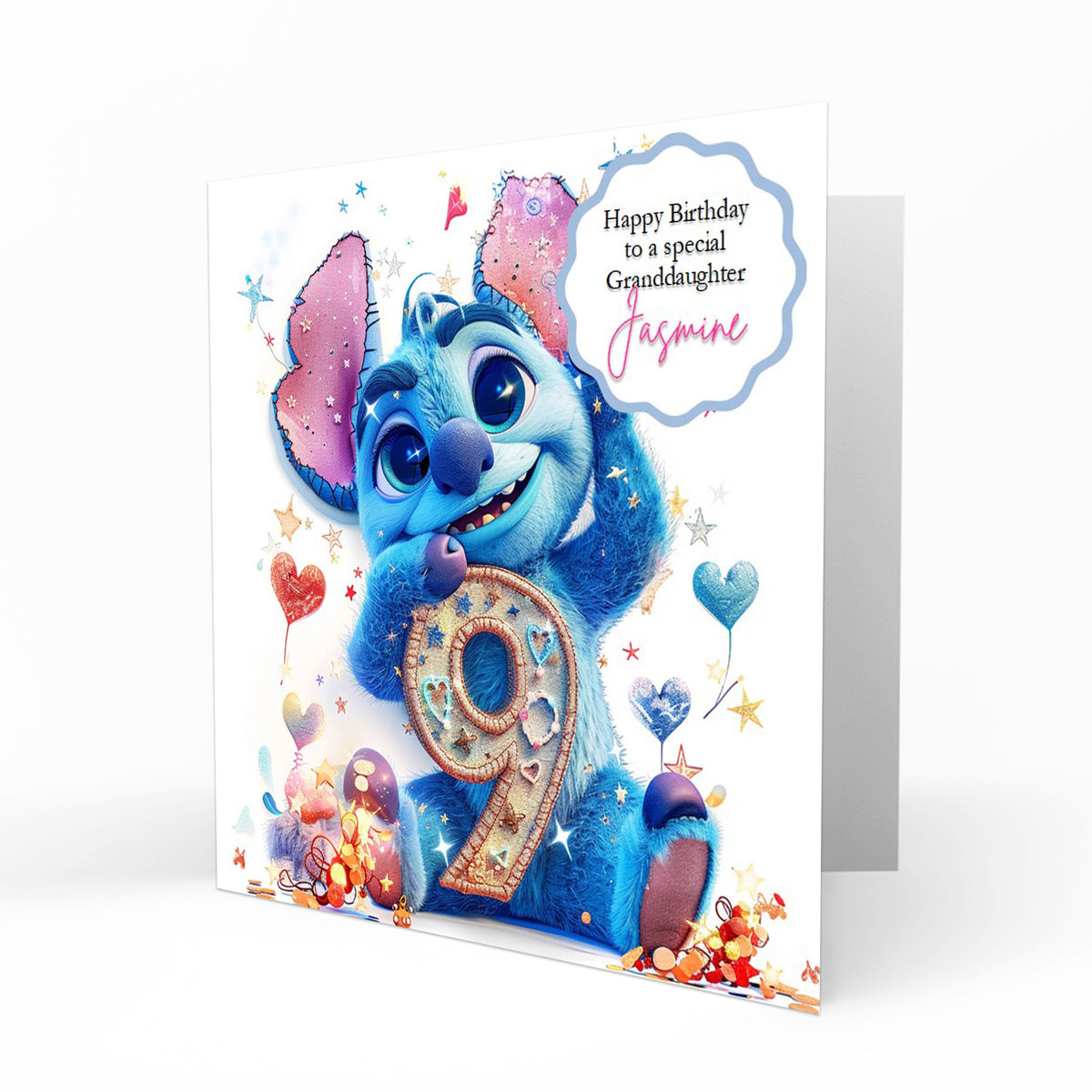 Personalised 9th Birthday Card - Blue Cartoon Creature with Birthday Number