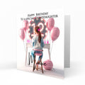 Personalised 12th Birthday Card Girls Granddaughter Niece Daughter Sister Friend Teenager, Dressing Table, Marquee Lights Pink
