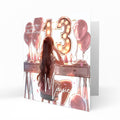 Personalised 13th Birthday Card Girls Granddaughter Niece Daughter Sister Friend Teenager, Dressing Table, Marquee Lights Pink
