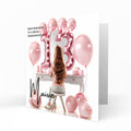 Personalised 13th Birthday Card Girls Granddaughter Niece Daughter Sister Friend Teenager, Dressing Table, Marquee Lights Pink