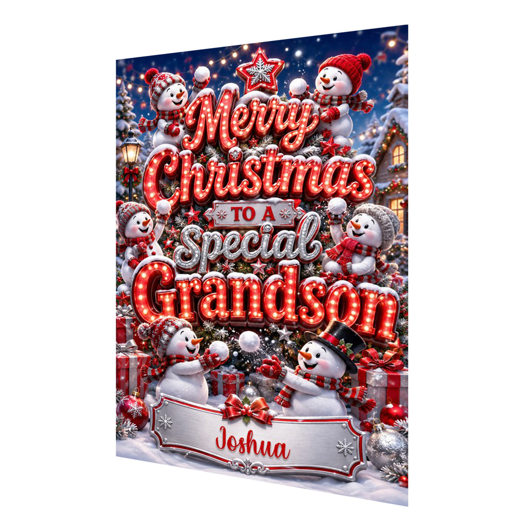 Personalised Christmas Card - Red Snowmen