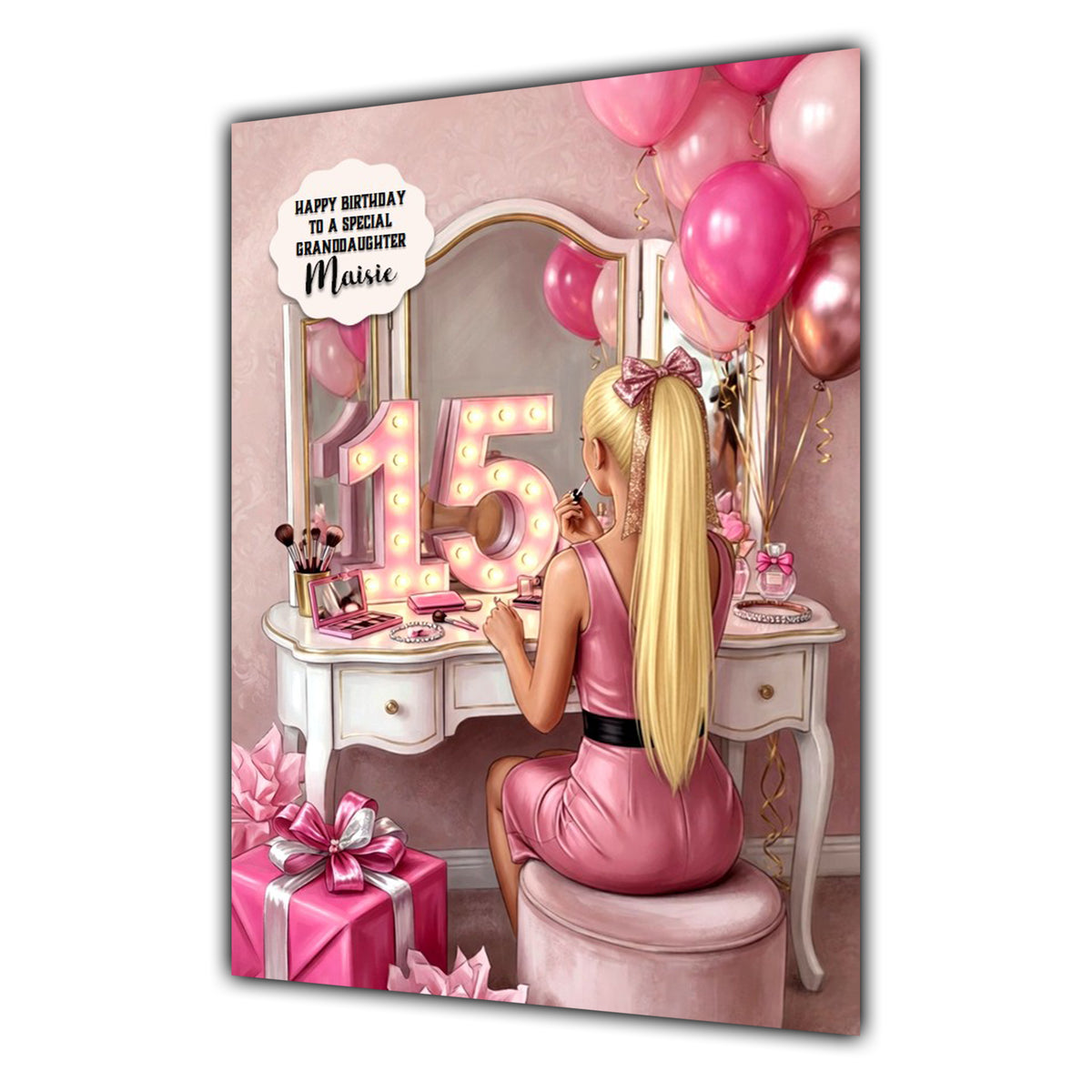 15th Birthday Card Girl Granddaughter Daughter Niece Make Up Large A5 Size