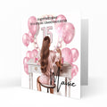 Personalised 15th Birthday Card Girls Granddaughter Niece Daughter Sister Friend Teenager, Dressing Table, Marquee Lights Pink
