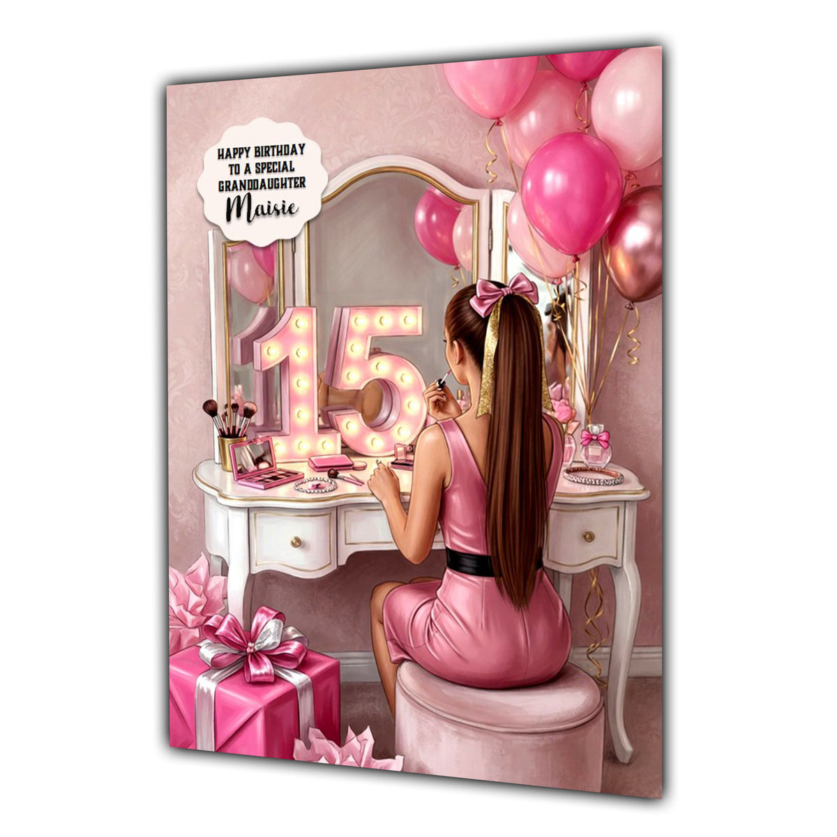 15th Birthday Card Girl Granddaughter Daughter Niece Make Up Large A5 Size