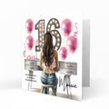 Personalised 16th Birthday Card - Girl at a Dressing Table with Number Lights