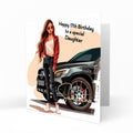 Personalised 17th Birthday Card - Young Woman with a Car
