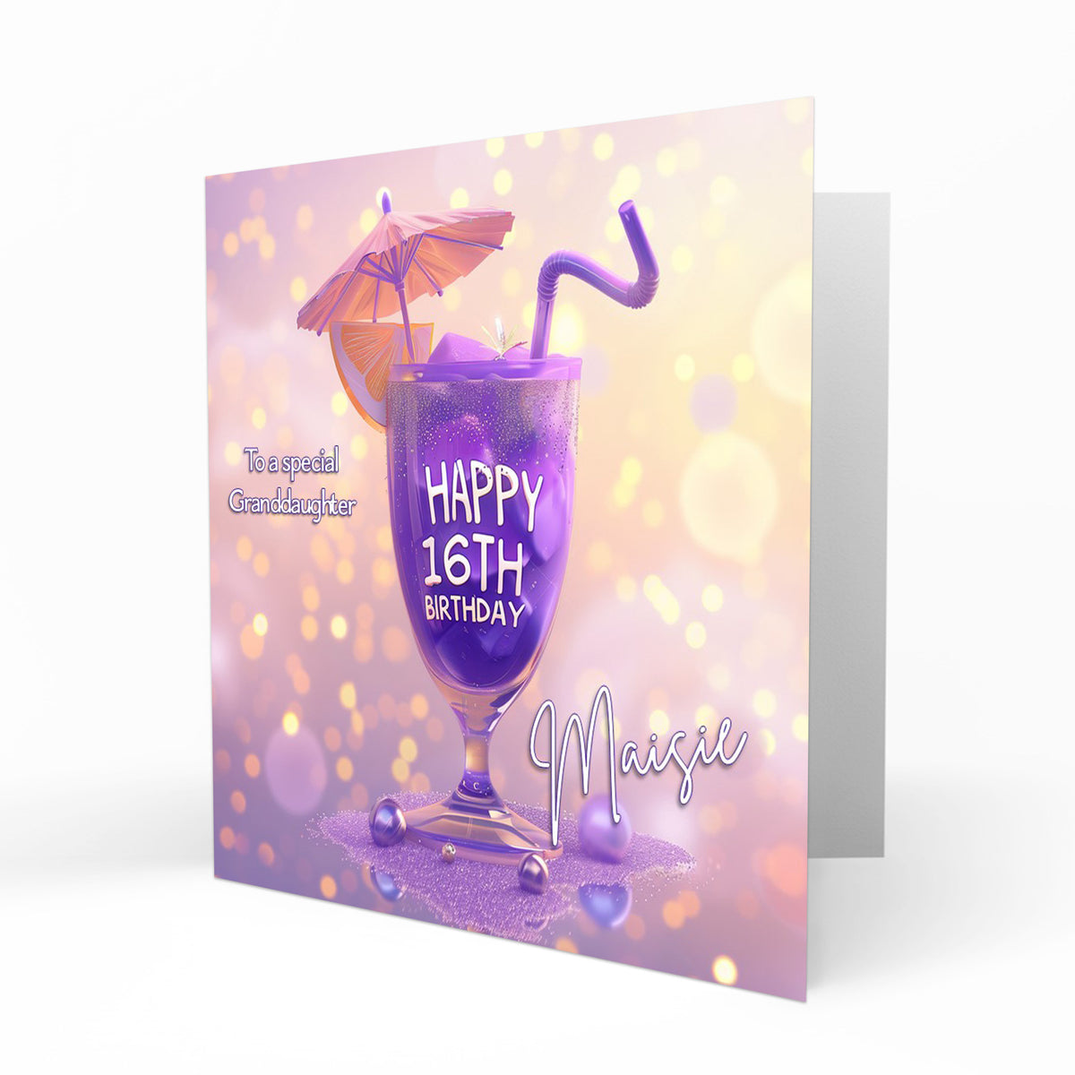 Personalised 16th Birthday Card - Colourful Celebration Drink