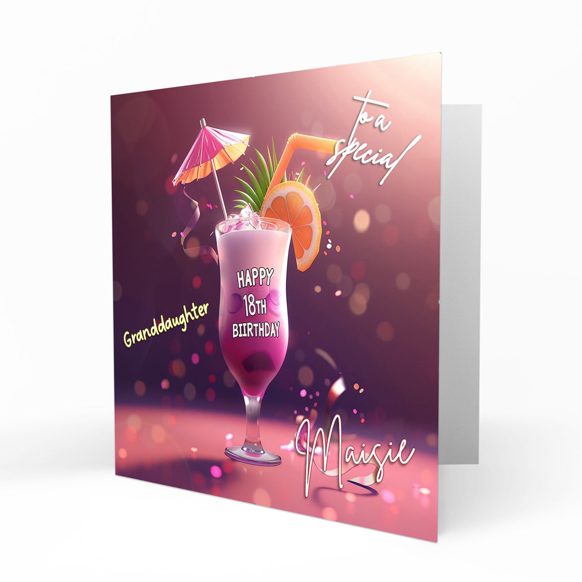 Personalised 18th Birthday Card - Colourful Celebration Drink