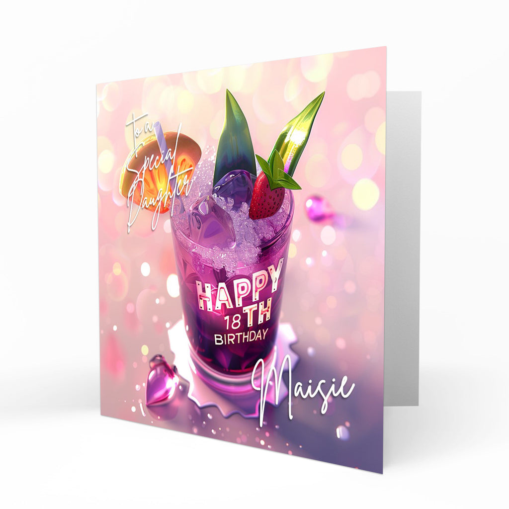 Personalised 18th Birthday Card - Colourful Celebration Drink