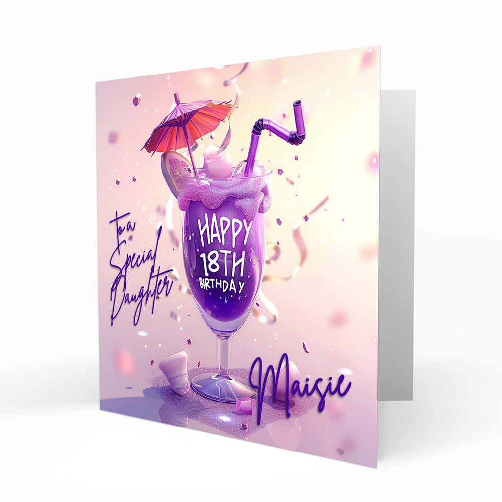 Personalised 18th Birthday Card - Colourful Celebration Drink