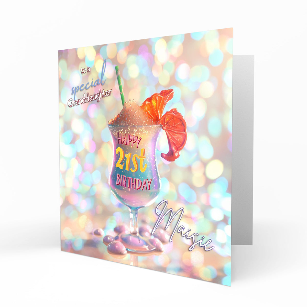 Personalised 21st Birthday Card - Colourful Celebration Drink