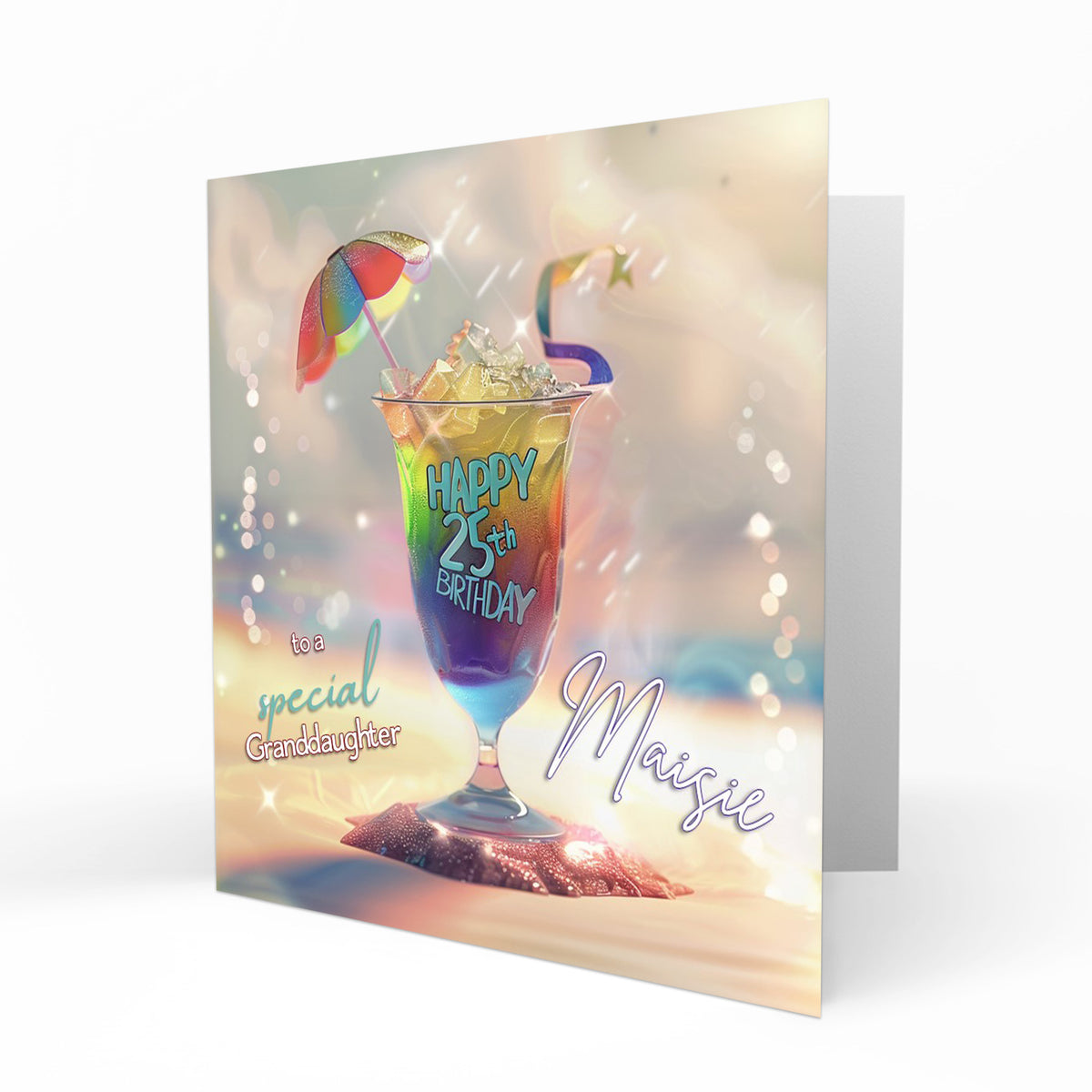 Personalised 25th Birthday Card - Colourful Celebration Drink