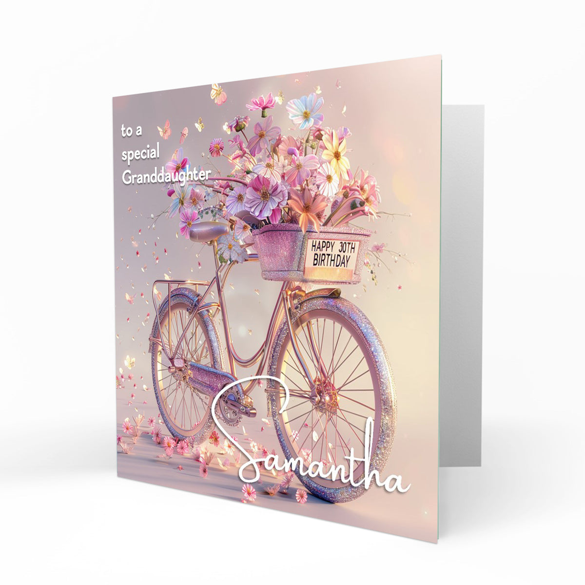 Personalised 30th Birthday Card - Bicycle with Flowers