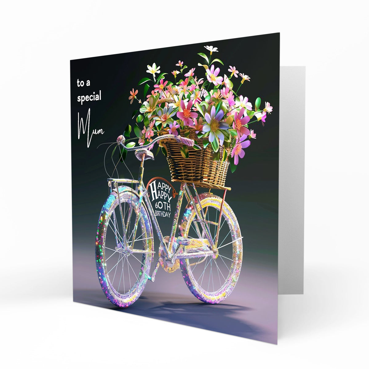 Personalised 60th Birthday Card - Bicycle with Flowers