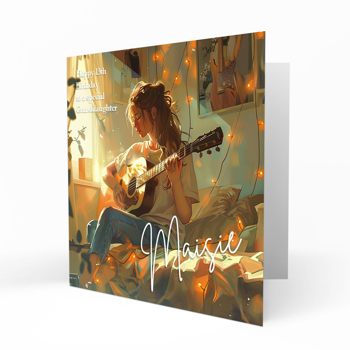 Personalised Birthday Card - Woman Playing Guitar