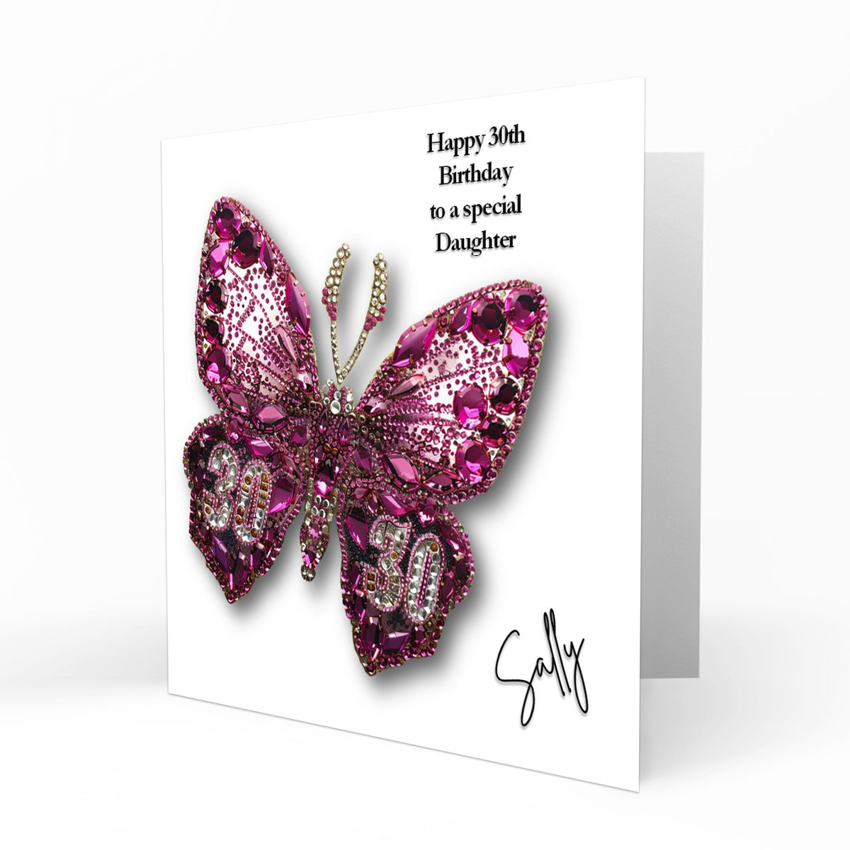 Personalised 30th Birthday Card for Her, Girls or Women, Mum, Grandma, Auntie, Granddaughter Niece Daughter Sister Friend Butterfly