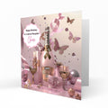 Personalised 50th Birthday Card - Celebration Bottle and Butterflies