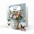 Personalised 50th Birthday Card - Flowerpot and Butterflies