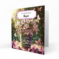 Personalised 50th Birthday Card - Flowerpot and Butterflies