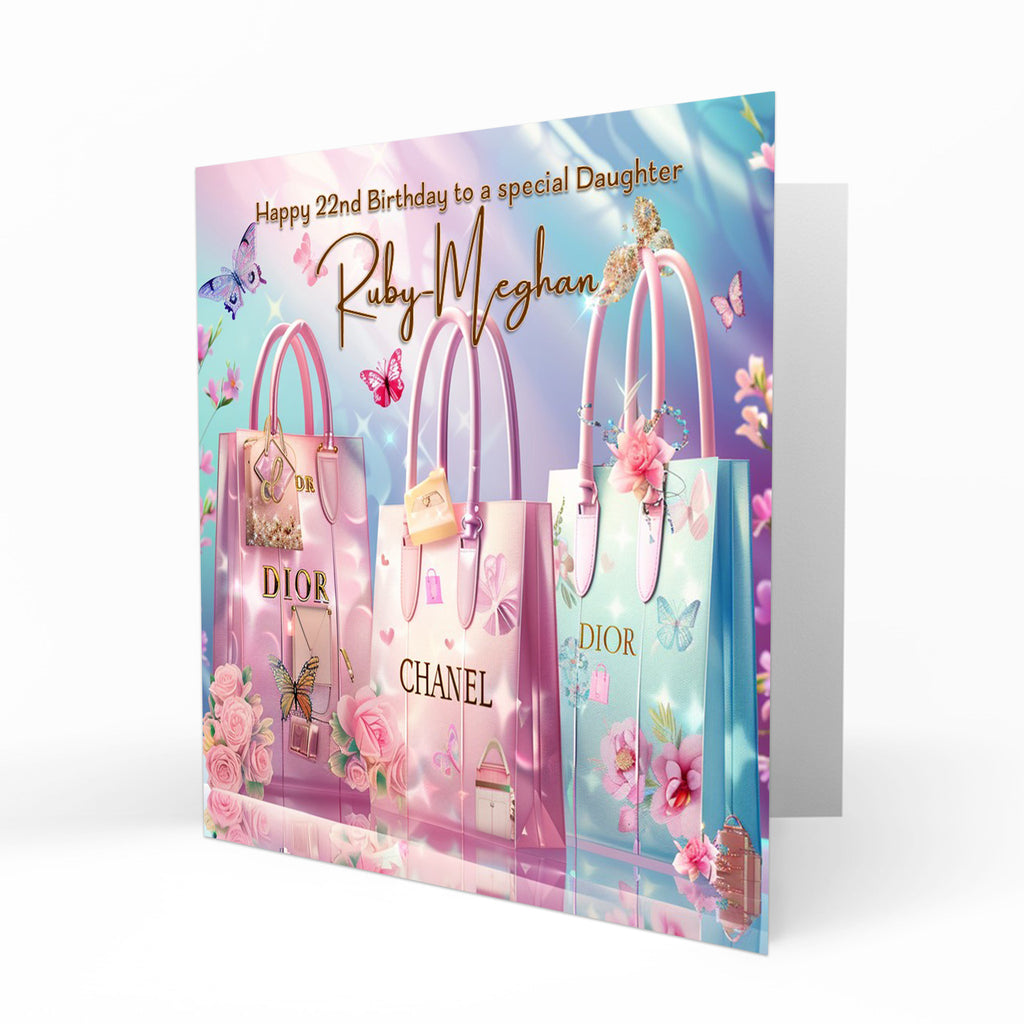 Personalised Birthday Card - Pastel Shopping Bags