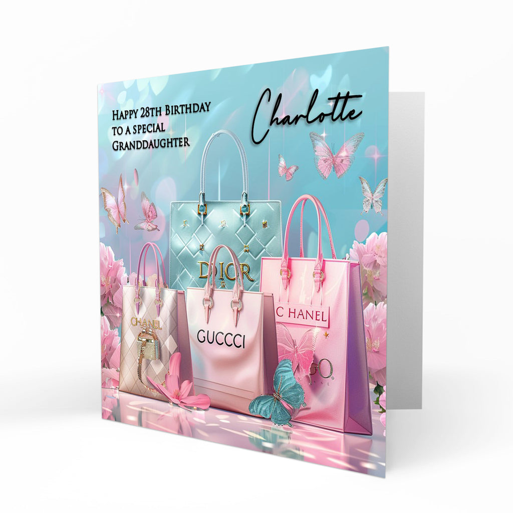 Personalised Birthday Card - Pastel Shopping Bags