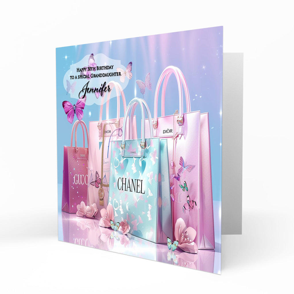 Personalised Birthday Card - Pastel Shopping Bags