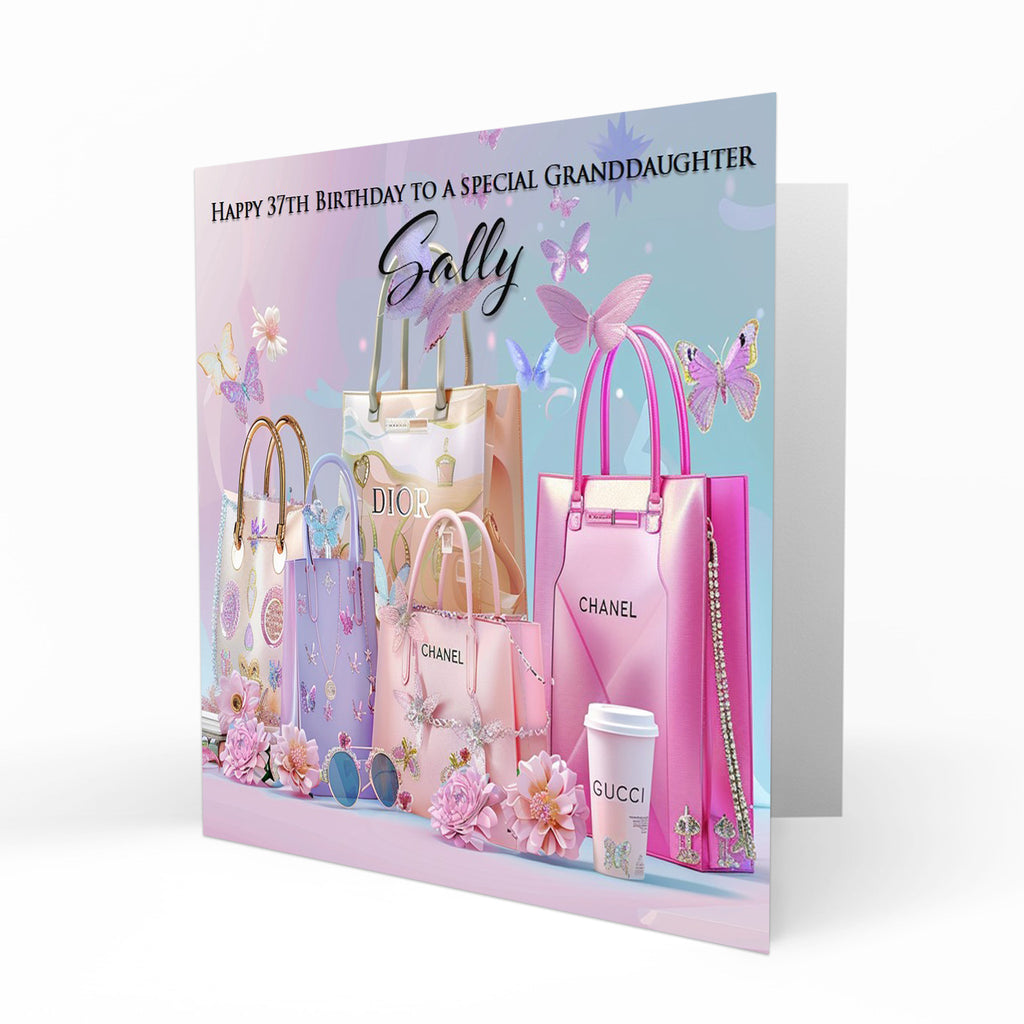 Personalised Birthday Card - Pastel Shopping Bags