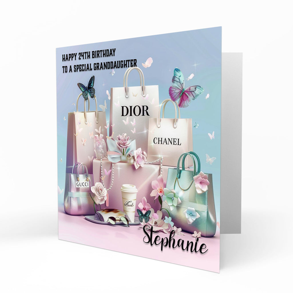 Personalised Birthday Card - Pastel Shopping Bags