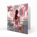 Personalised 20th Birthday Card - Girl at a Dressing Table
