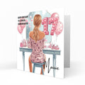 Personalised 17th Birthday Card Girls Granddaughter Niece Daughter Sister Friend Dressing Table Lights