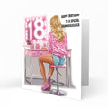 Personalised 18th Birthday Card - Girl at a Dressing Table