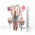 Personalised 19th Birthday Card - Girl at a Dressing Table