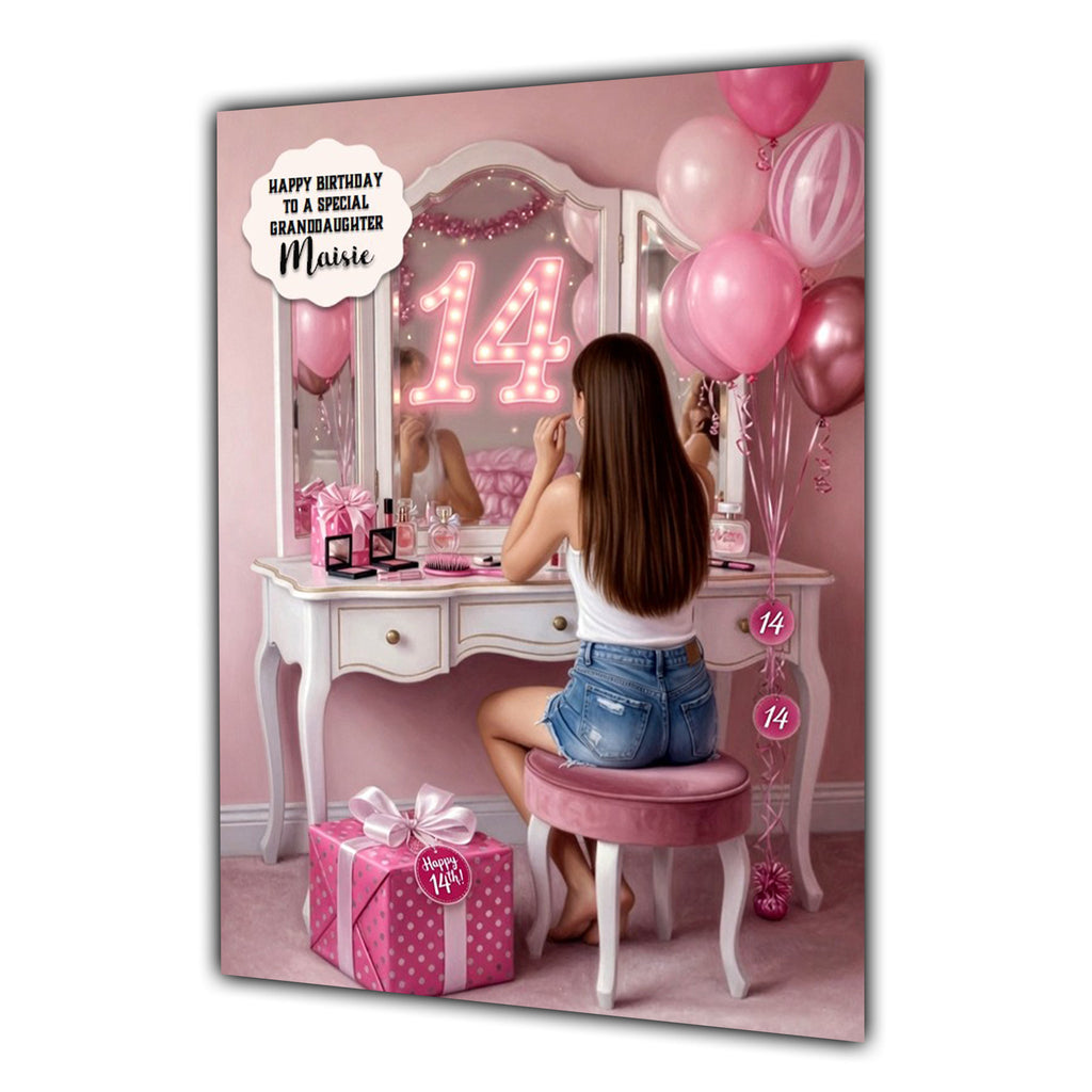 14th Birthday Card Beauty Girl Granddaughter Daughter Niece Large A5 Size
