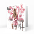 Personalized 20th Birthday Card: Pink Marquee Lights, Dressing Table