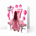 Personalised 7th Birthday Card - Girl at a Dressing Table