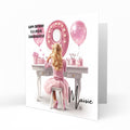 Personalised 9th Birthday Card - Girl at a Dressing Table