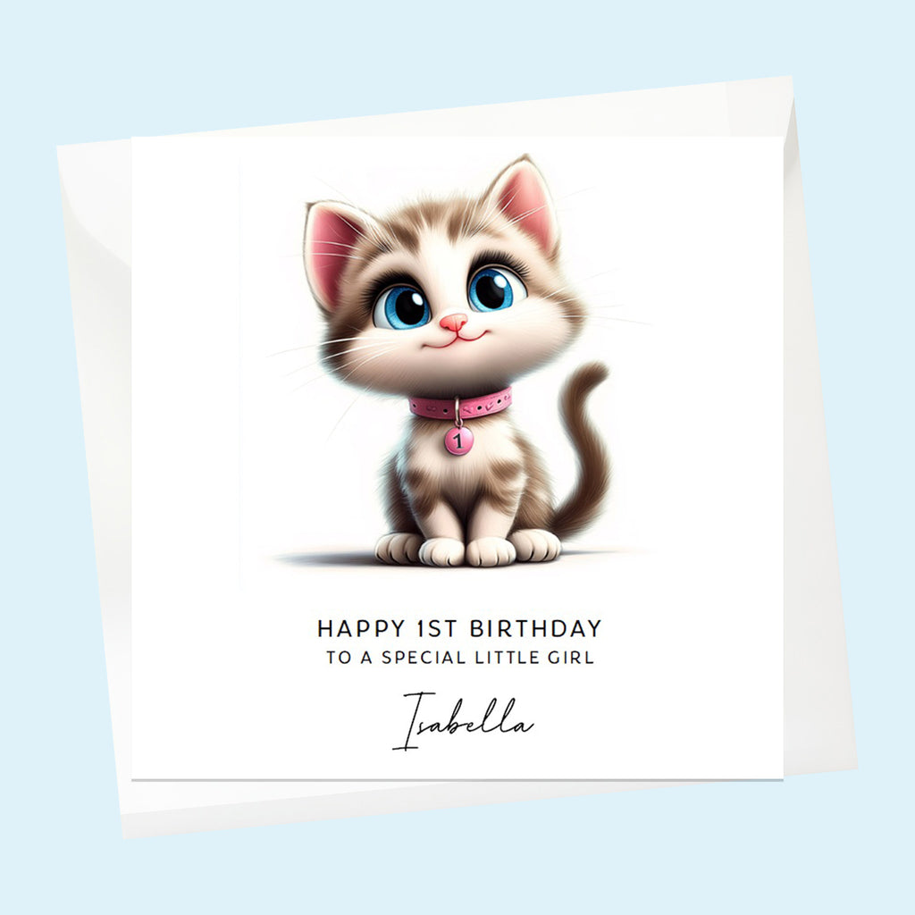Personalised 1st Birthday Card - Cute Kitten