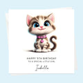 Personalised 5th Birthday Card - Cute Kitten