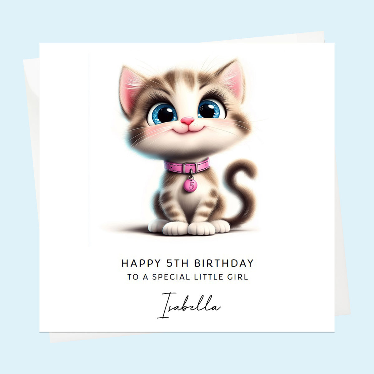 Personalised 5th Birthday Card - Cute Kitten