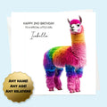 Personalised Birthday Card - Rainbow Llama