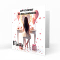 Personalised Birthday Card - Girl at a Dressing Table